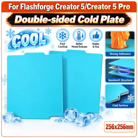3D Printer Flexible Cold Build Plate 256x256mm for Flashforge Creator 5/5 Pro PLA PETG Thicker Sprin