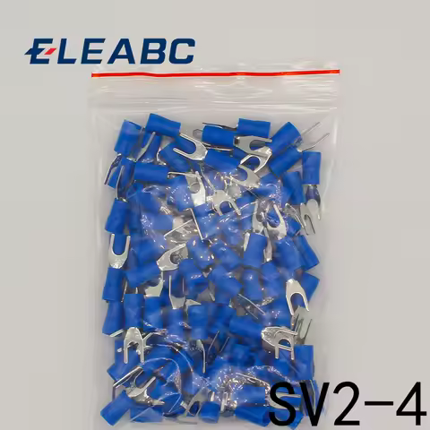 SV2-4 Blue Furcate Cable Wire Connector 100PCS/Pack Furcate Pre-Insulating Fork Spade 16-14AWG Wire