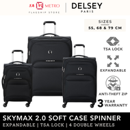 Delsey Paris Skymax 2.0 4 Double Wheels Expandable Soft Case Luggage with Zip Securitech 2 &amp; TSA Lock | 55, 68, 79cm