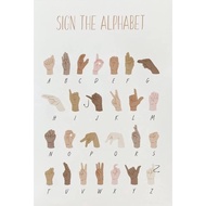 Vintage Tin Sign Asl American Sign Language Alphabet Educational S Abc Playroom Wall Art Boho Classr