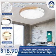 ODOROKU Circle Modern LED Ceiling Light Minimalist Wood Style Flush Mount Ceiling Light Fixture Circ