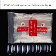 500PCS Oval Round Acrylic Artificial Nails Tip 美甲甲片透明