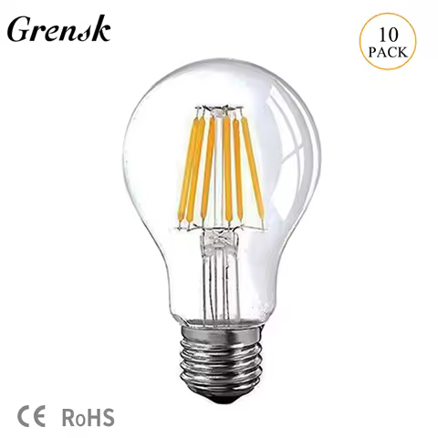 Grensk DC 12V 24V Led Lamp A19 A60 Filament Bulb Low Voltage 6 Watt Globe Led Bulb Daylight White 45
