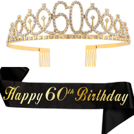 Birthday Tiara Crown Sash Women Girls 16Th 18th 21St 30Th 40Th 50Th 60Th 70Th 80Th Happy Birthday Pa