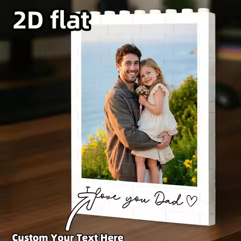 Personalized Dad Photo Building Block Set, Custom Fathers Day Gift for Husband, Customized Family Ke