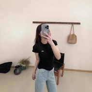 Alo Dopamine Front Shoulder Narrow Waist Slimmer Look Meticulous T-Shirt Ladies Sports Leisure Comfo