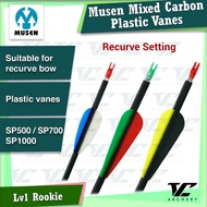 V Club Archery Musen Mixed Carbon Plastic Vane Recurve Arrow - SP500/700/1000 - Anti-Strike Pin Nock