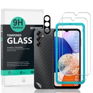 IBYWIND Tempered Glass Screen Protector For Samsung Galaxy A14 4G/5G(2Pcs),1 Camera Lens Protector,1 Backing Carbon Fiber Film,Easy Install