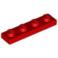 Lego 3710 Plate 1 x 4 red