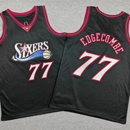 76ers Classic Black Basketball Jersey Breathable Embroid Fan Edition No.77 Edgecombe For 120cm~160cm