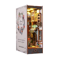 3D Wooden Puzzle Bookends DIY Book Nook Kit Holiday Model Kit Insert Decor with Sensor Lightfor Home