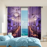 2pcs, 2D flat printing Curtain purple 100% Polyester,Without Electricity Party Decorations Applies t