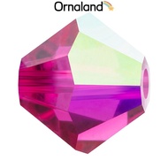 24pcs Preciosareg Beads Czech Bicone 70350 200 Fuchsia AB 5mm Hole: 1mm