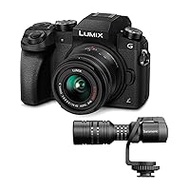 Panasonic LUMIX G7 Mirrorless Camera with 14-42mm f/3.5-5.6 Lens (Black) Bundle with Ultracompact Camera-Mountable Shotgun Microphone (2 Items)