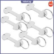 6Pcs Universal Stainless Steel Silver Shopping Trolley Token Key for Grocery Use nduni