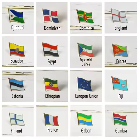 National Flag Metal Lapel Pin Country Badge All the World England Ecuador Egypt Estonia Fiji Gabon F