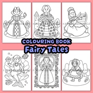 Fairy Tales Kisah Dongeng Colouring book Buku Kertas Mewarna Kanak-kanak A5 | 24 pages | 11 Characte