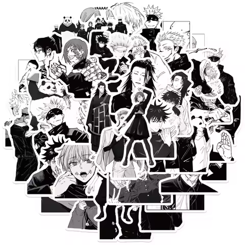 50PCS Black and White Anime Jujutsu Kaisen Season 2 Waterproof Graffiti Stickers for Helmet Bicycle 