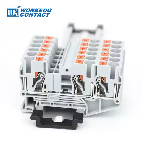10Pcs PT6-TW Push-in Terminal 6mm 1-input 2-output Electric Wire Connector PT 6-TWIN PT 6-TW Din Rai