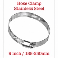 EROM 9 inch Pipe Hose Clamp 188-230mm Hose Clamp Adjustable Stainless Steel Faucet Clips Screw Clamp