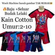 👕🩳Budak 3~12tahun Baju Set Budak Lelaki Kain Cotton ( Lengan Pendek, Seluar Pendek)/ Boy Suits (Upin