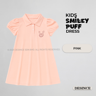 DESINCE Kids Girl Dress Short Sleeve (1Y-9Y) Relaxed Fit Polyester Thin Textured Fabric Pastel Color
