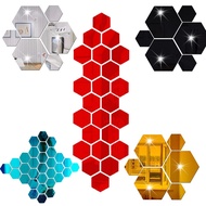 12PCs/Set   3D Mirror Wall Stickers Hexagon Mirror DIY Home Decor Mirror Decor Stickers Art Wall Decoration Stickers Multi-color