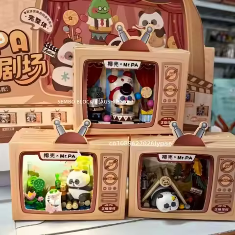 LOZ/ Coconut Shell Rake Teacher Mini Theater Assembling Building Block TV Toys Model Desktop Ornamen