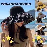 YOLA Bucket Hat Portable Women Panama Hat Anti-UV Band Point Sun Hat