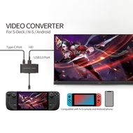[Enjoy the small store] ตัวแปลงวิดีโอเกมคอนโซลแบบพกพาตัวแปลงทีวี Type C ที่รองรับ HDMI USB3.0สำหรับ Nintendo Switch/steam Deck Plug And Play