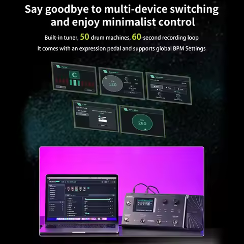Audota Ame-200 Pro Amp Modeler: 200 Presets, 10 Effects, Expression Pedal, Tuner, Looper & Rechargea