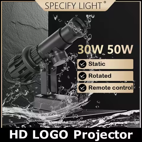 30W 50W 3-15M Outdoor IP65 Waterproof LED Logo Projector Lamp Customize Gobo Slides Exhibition Store