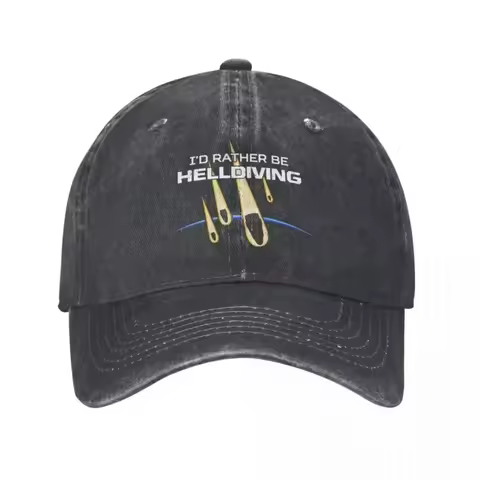 Y2K Helldivers I'd Rather Be Helldiving Baseball Vintage Distressed Cotton Video Game Sun Cap Unisex