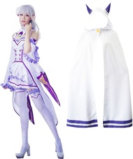 Volrath Anime emilia re zero Cat Ears Lolita Dress cosplay Emiria Cloak Woman White Full Sets