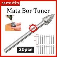 MATA Diamond Tuner Bit Drill 20pcs AJ91 SM Shank Grinding Burr File Carving Grinder Pointer Diamond 