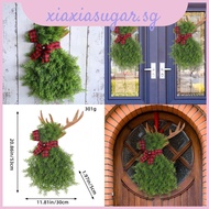 Stylish And Durable Christmas Wreath For Gift Giving Crystal Song Pine Needle Reindeer Door Hanging