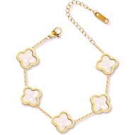 Four Leaf Clover Bracelet for Women 18K Gold Plated Stainless Steel 4 Leaf Lucky Link Bracelet Jewel