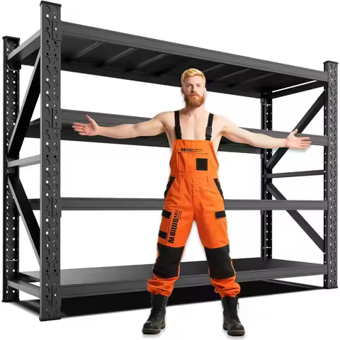 70''W Garage Shelving Heavy Duty, Metal Garage Shelves, 7000LBS Storage Shelves 4 Tier Adjustable St