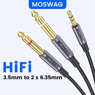 MOSWAG 3.5mm 1/8" TRS Male to 2X 6.35mm 1/4" TS Male Mono Stereo Y-Cable Splitter 10FT/3Meter Compat