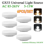 6PCS LED BULB Spot Light 5W 9W 15W GX53 AC85-265V 100lm/W 120degree Hight Power Day Light Source War