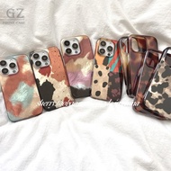 Autumn Winter Earth Color Leopard Print Smudge Gradient Suitable For iPhone 16 15 14 13 Pro Max i15 