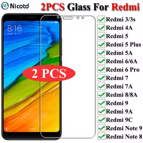 2Pcs/Lot 9H Tempered Glass For Xiaomi Redmi 9a 8a 7a 6a 5a 4a Screen Protector For Redmi 9 8 7 6 5 4