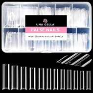 UNA GELLA No C Curve Nail Tips 504 PCS Extra Long XXL Tapered Square Nail Tips Half Cover Nails tips
