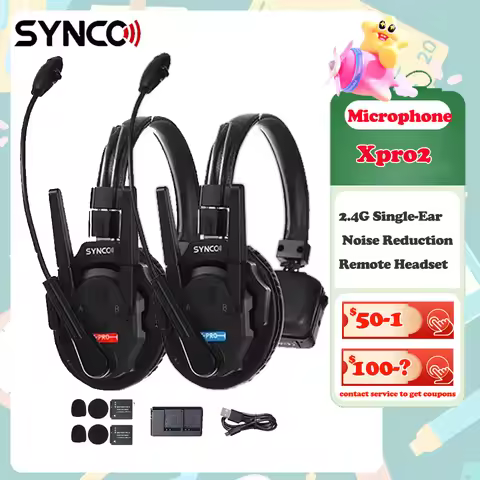 Synco Xtalk Xpro2 2.4G Wireless Microphone Intercom Headset System Noise Reduction Microphone for Fi