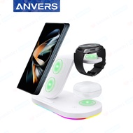 Anvers 3 in 1 Samsung Wireless Charger 15W Fast Charging Station for Galaxy Phone/Watch/Buds Pro