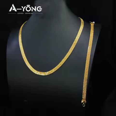 Arab Gold Color Necklace Sets 21k Copper Gold Plated Dubai Elegant Luxury Jewelry Fashion Women Wedd
