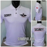 WHITE SECURITY T-SHIRT WITH WINGS LOGO FULL EMBROIDERY - WHITE SECURITY WINGS COLLAR T-SHIRT WITH SH