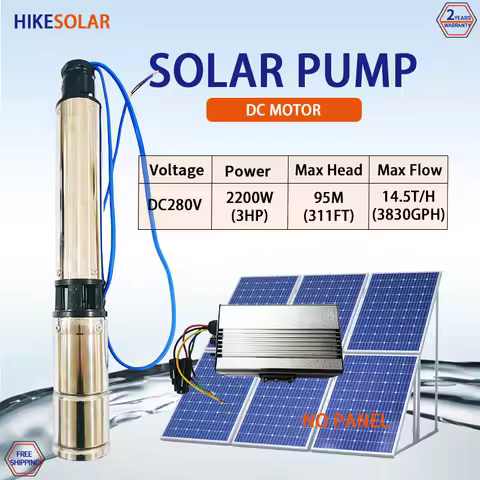 3 HP Small BLDC Solar Operated Helical Well Water Pump Max Flow 14500L 2.2 Kw 280V Off Grid Solar Mo