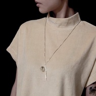 純銀白水晶球細柱長項鍊