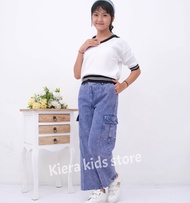 CARGO JEANS ANAK PEREMPUAN/CELANA KULOT CARGO/CARGO PANTS ANAK PEREMPUAN USIA 7-12 TAHUN